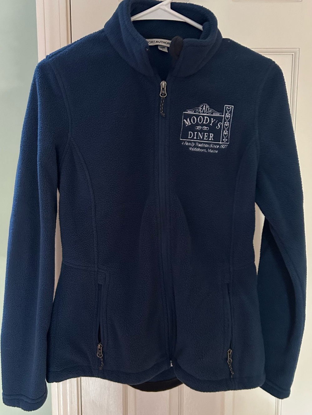 Ladies Small Port Authority Navy Fleece Jacket with Moody's Diner Logo